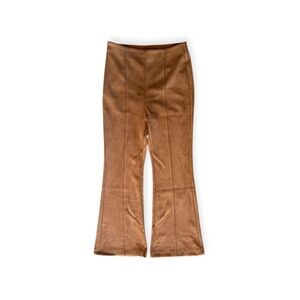 Allegra K brown flared pants small zip close stretch